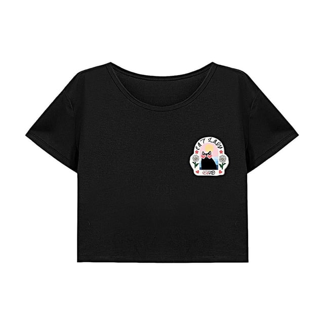 Camisa Corta Suelta de Verano Cómoda con Cuello Redondo Y Cuello Redondo para Mujer para Viajes S