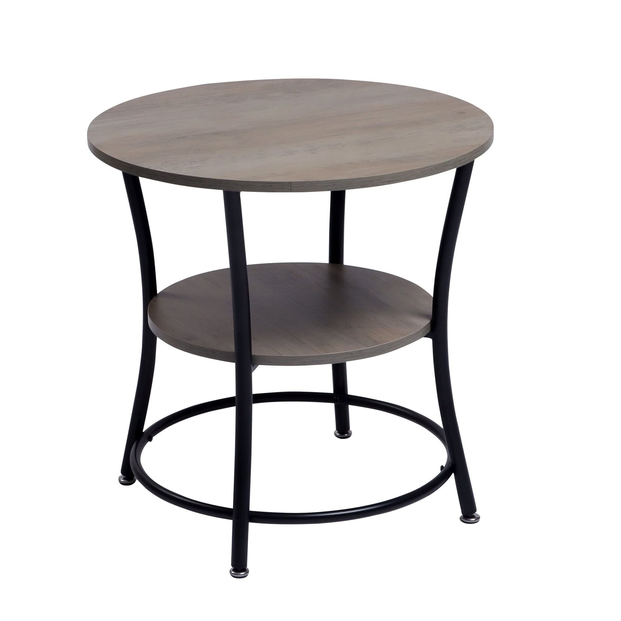Homy Casa Round End Table with Storage Shelf for Living Room Sofa Side and Small Space, Brown
