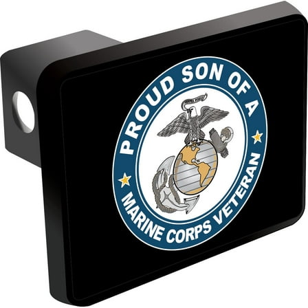 Proud Son of a Marine Corps Veteran Trailer Hitch Cover