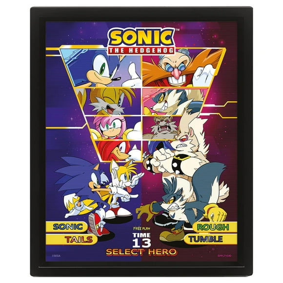 Sonic The Hedgehog Select Your Fighter Lenticular Framed Poster