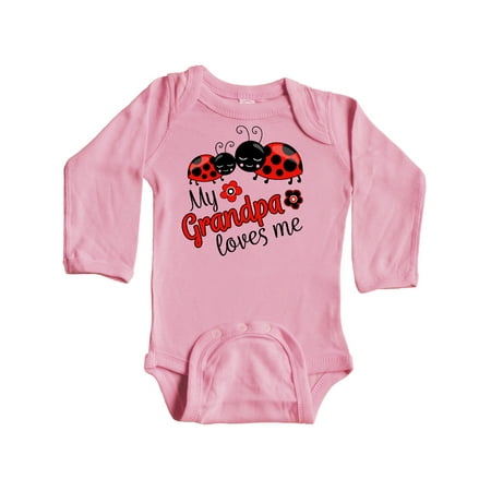 

Inktastic My Grandpa Loves Me with Cute Ladybugs Gift Baby Boy or Baby Girl Long Sleeve Bodysuit