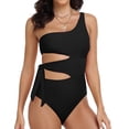 thumbnail image 2 of Mycoco Bathing Suit for Women Tummy Control One Piece Swimsuit One Shoulder Swimwear Monokinis Black US 8, 2 of 7