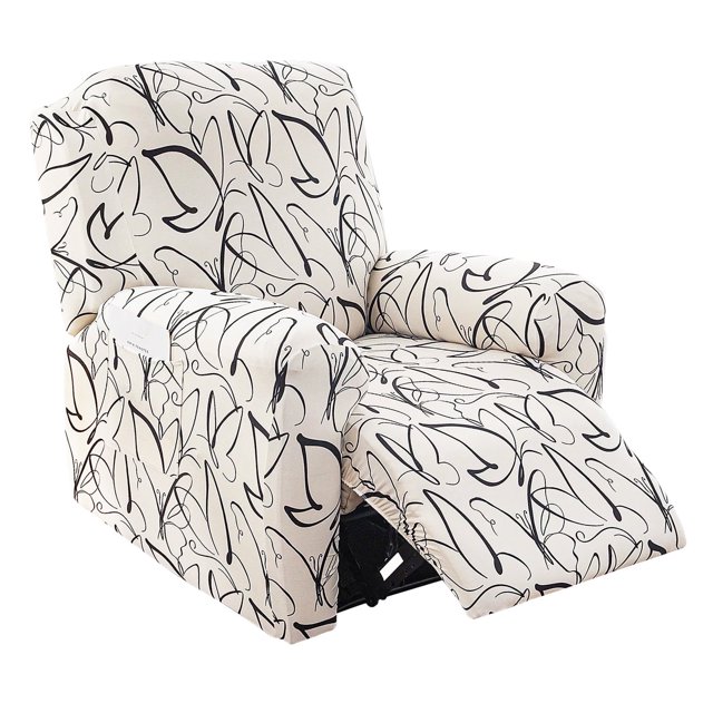 Funda Estampada para Sillón Reclinable Dznils, Poliéster Elástico, Negro y Blanco