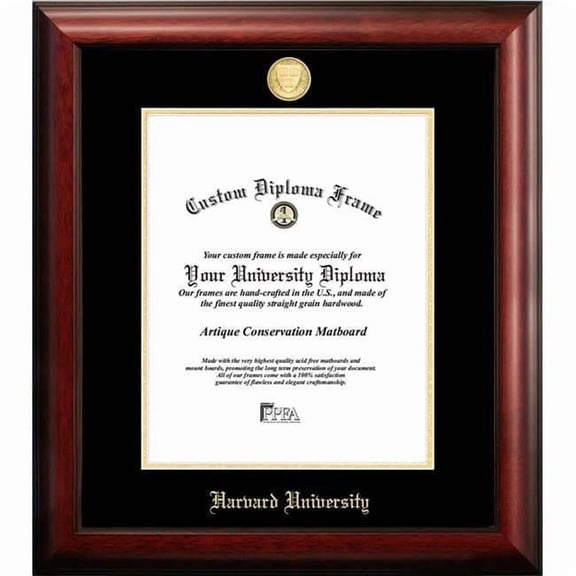 Campus Images MA992GED-1114 14 x 11 in. Harvard University Gold Embossed Diploma Satin Mahogany Frame
