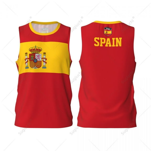 Spain flag basketball sports jersey men women boys running fitness sleeveless tshirt exclusive custom name nunber