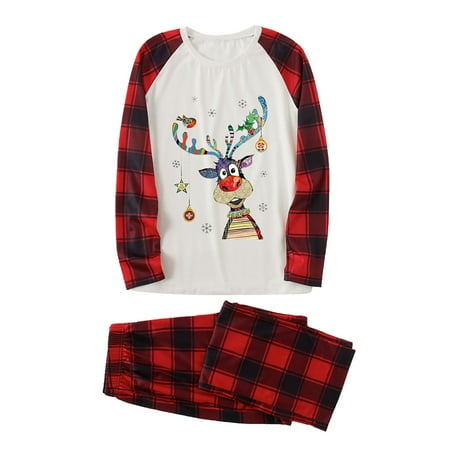 

Scyoekwg Family Christmas Pjs Matching Sets Long Sleeve and Long Pants Round Neck Winter Warm Christmas Pattern Print Comfy Loose Holiday Family Pajamas Set Baby-Kids-Adult White XL