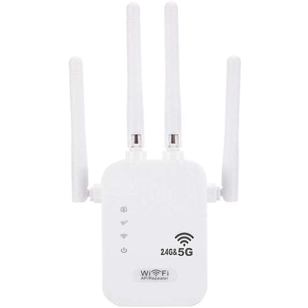 Amplificador de Señal WiFi Dual Band 1200M con 4 Antenas y Puerto Ethernet para Cobertura Total