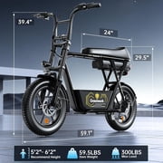 Greatwork K7 Peak 1000W Electric Scooter with Seat and Basket for Adults, 16 Fat Tire for All-Terrain, 25Miles Max Range, 20MPH Top Speed, Commuter Ebike for Adults & Teens, Motorcycle Style, UL2272