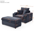 thumbnail image 6 of Oversized Accent Chair with Ottoman & Solid Wood Base, Single Sofa Chair with 26“W Large Seat and 8” Extra Wide Armrests, Modern Comfy Armchair Reading Chairs for Bedroom Living Room, Dark Grey, 6 of 6