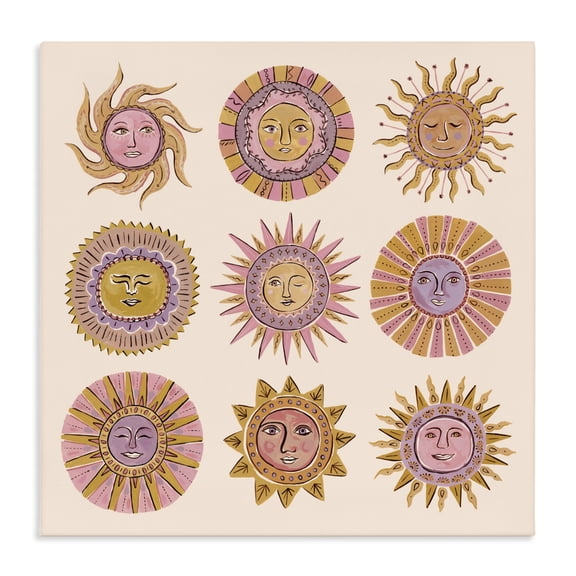 Stupell Industries Eclectic Boho Solar Faces Canvas Art, 17 x 17, by Two If By Sea Studios