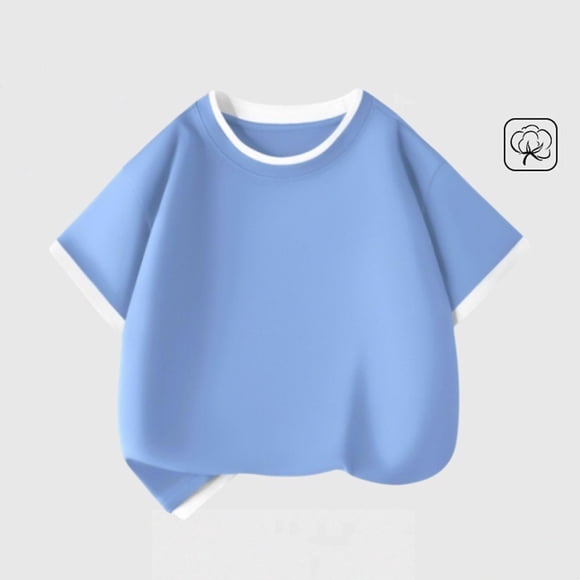 Blusas y camisas de manga corta con cuello redondo para niños Camiseta de manga corta para niños Camiseta fina holgada de cuello redondo Top informal con bloques de color para niños y niñas Camiseta d