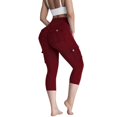 thumbnail image 2 of Women's High Waisted Yoga Pants with Pockets Stretchy Workout Capris Comfortable Running Tight Leggings for Gym Fitness, 2 of 2