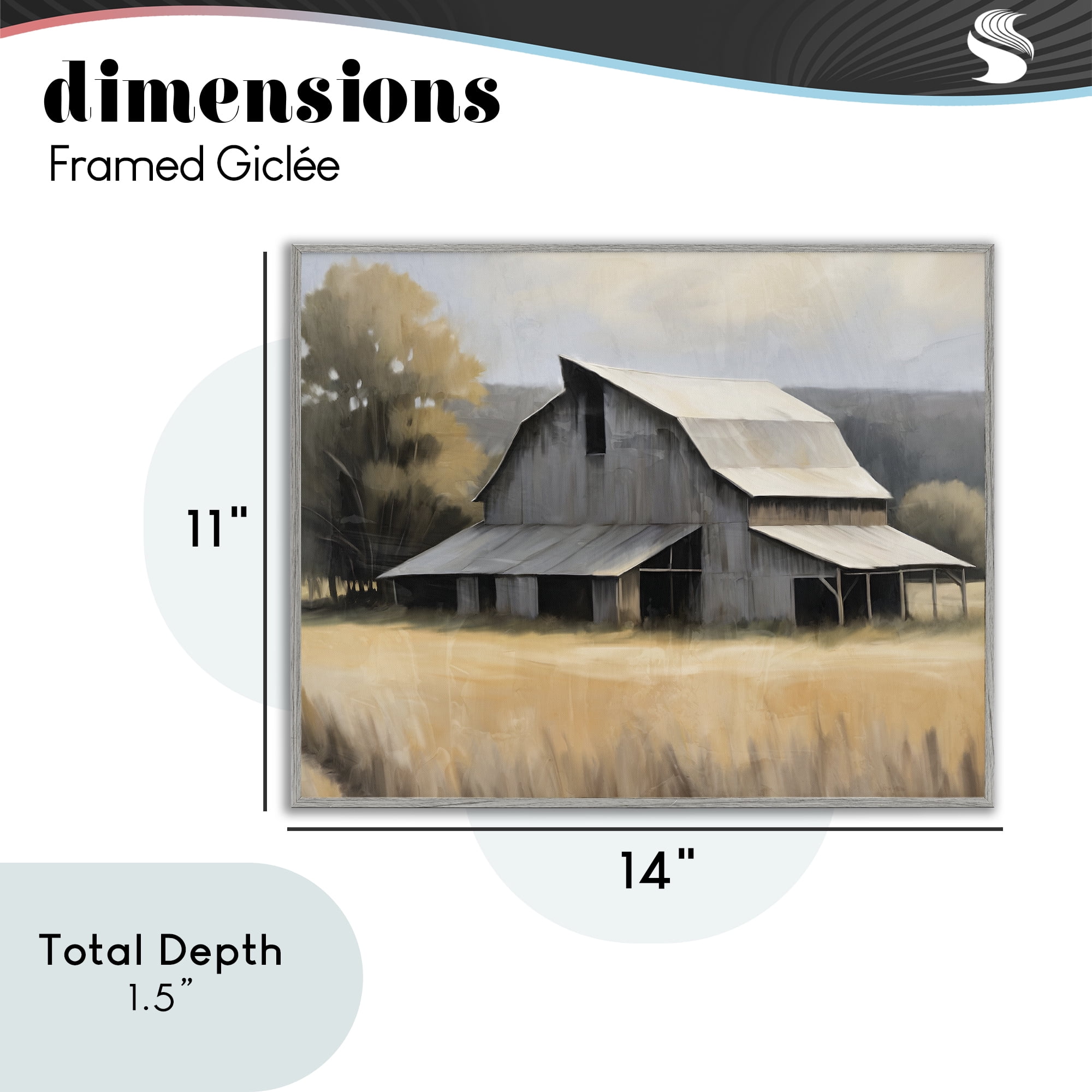 Stupell Industries In The Field Farm Structure Gray Framed Giclee Art, design by Kim Allen
