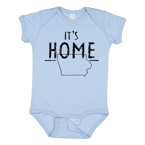 Inktastic It's Home- State of Iowa Outline Distressed Text Boys or Girls Baby Bodysuit