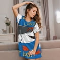 thumbnail image 3 of Sikiie Shark With Sunglasses and Lobste Print Women's Short-sleeved Nightdress, Round Neck Pullover Nightdress Pajamas Summer Home Wear, 3 of 6