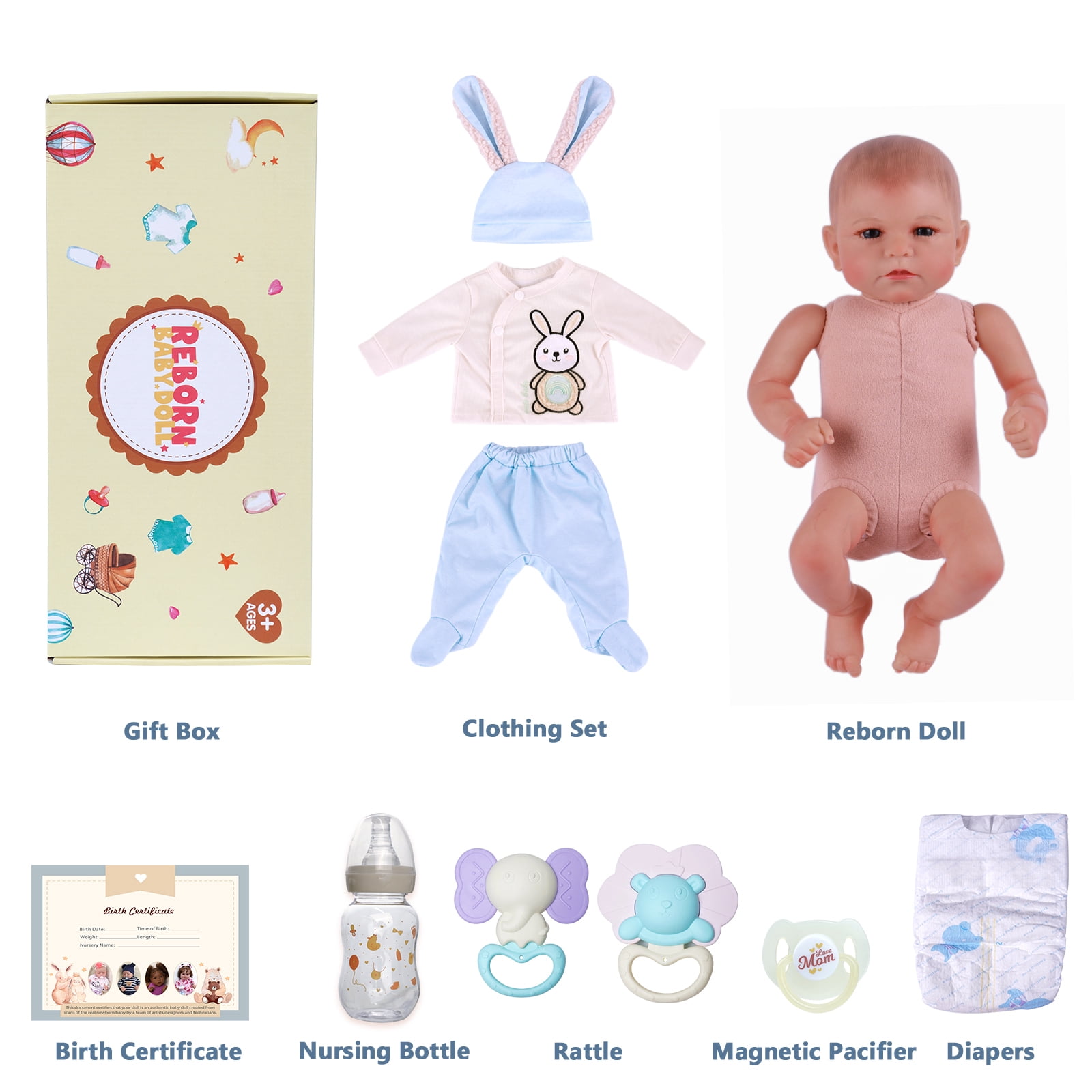 RSG Lifelike Reborn Baby Dolls 20 inch Soft Cloth Body Baby Dolls Adorable Playful Real Life Baby Dolls with Gift Box for Kids Age 3+