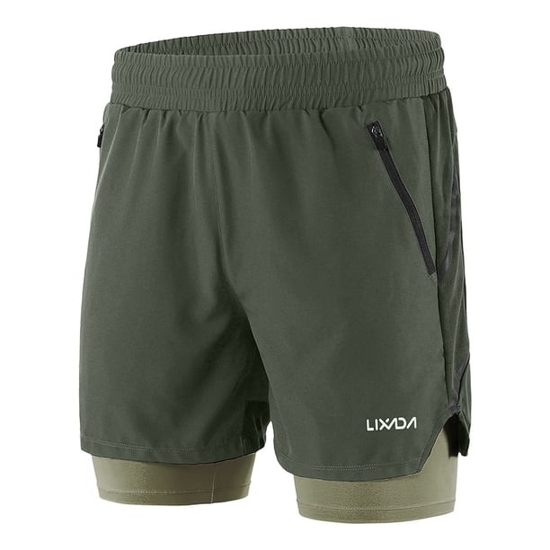 Pantalones cortos de hombre Hombres 2 en 1 Pantalones cortos para correr Secado rápido Transpirable Entrenamiento activo Ejercicio Jogging Maratón Ciclismo Pantalones cortos Lixada Pantalones cortos de hombre