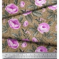 thumbnail image 3 of Soimoi Cotton Duck Fabric Leaves & Camellias Floral Print Fabric by The Yard 42 Inch Wide, 3 of 3