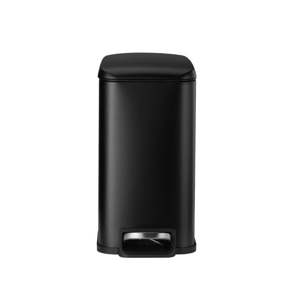 Space Saving Small Trash Can with Lid, 6L Soft-Close Step-On Bathroom & Bedroom Wastebasket, Stainless Steel