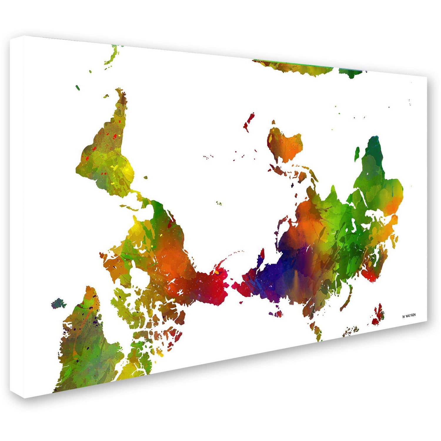 Trademark Fine Art "Upside Down Map of the World Clr 1" Canvas Art by Marlene Watson