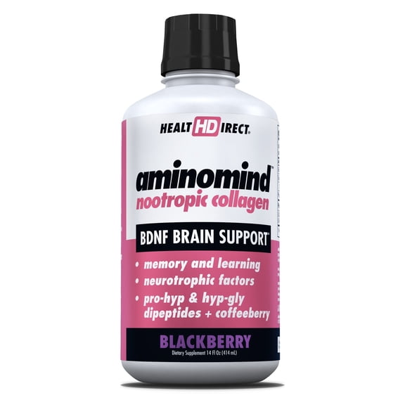 Health Direct AminoMind Nootropic Collagen-BDNF Brain Support-Blackberry 14 fl oz. Liquid