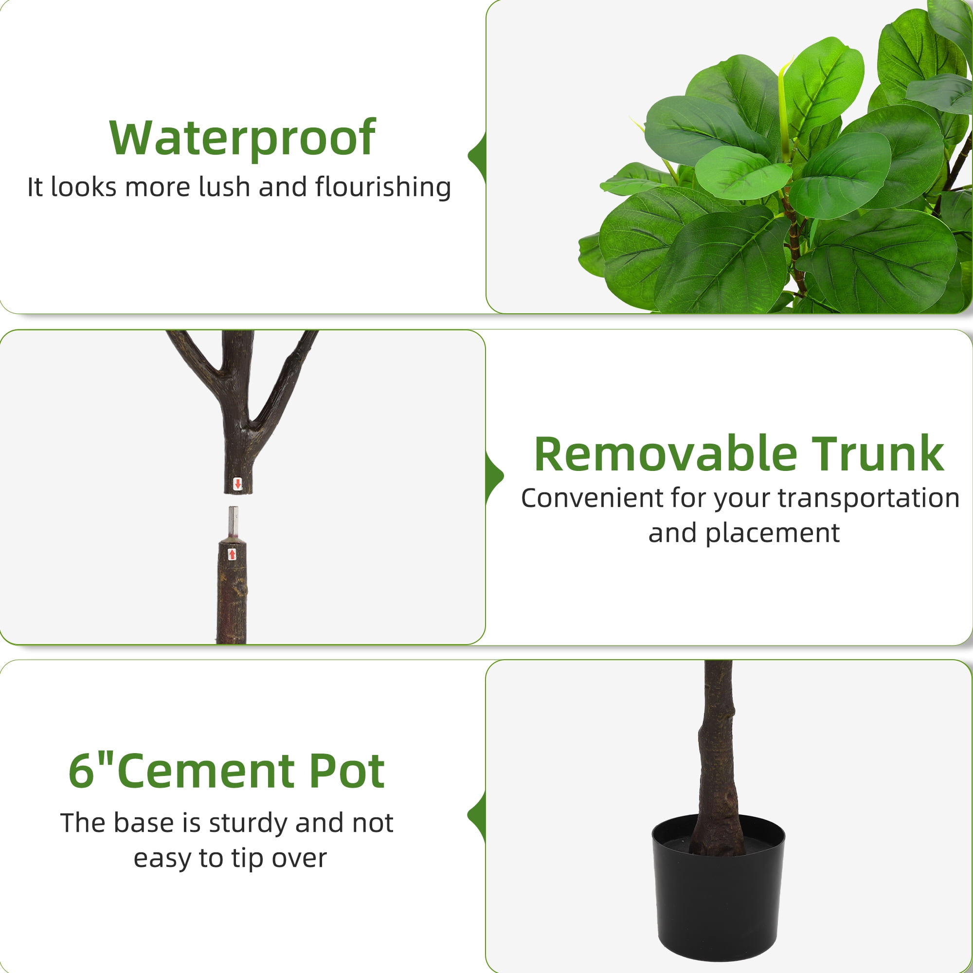 Artificial Fiddle Leaf Fig Tree,6ft Potted Ficus Lyrata Faux Plant with Dried Moss,Modern Artificial Tree with 86 Fiddle Leaves for Indoor House Home Office Housewarming Porch