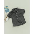thumbnail image 3 of Arvbitana Toddler Boys Summer Casual Denim Shirt Solid Color Short Sleeve Button Down T-shirt, 3 of 8