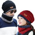 thumbnail image 2 of Gorro de lana cálido acolchado de terciopelo para invierno, gorro de punto a rayas para ciclismo, gorro de algodón con cuello frío, 2 of 5