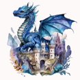 thumbnail image 2 of (11CTACC-4581__C__50X50) Hilo algodón ecológico bordado 11CT 3 hebras impresión 50*50cm dragón en el castillo kit serie punto cruz, 2 of 9