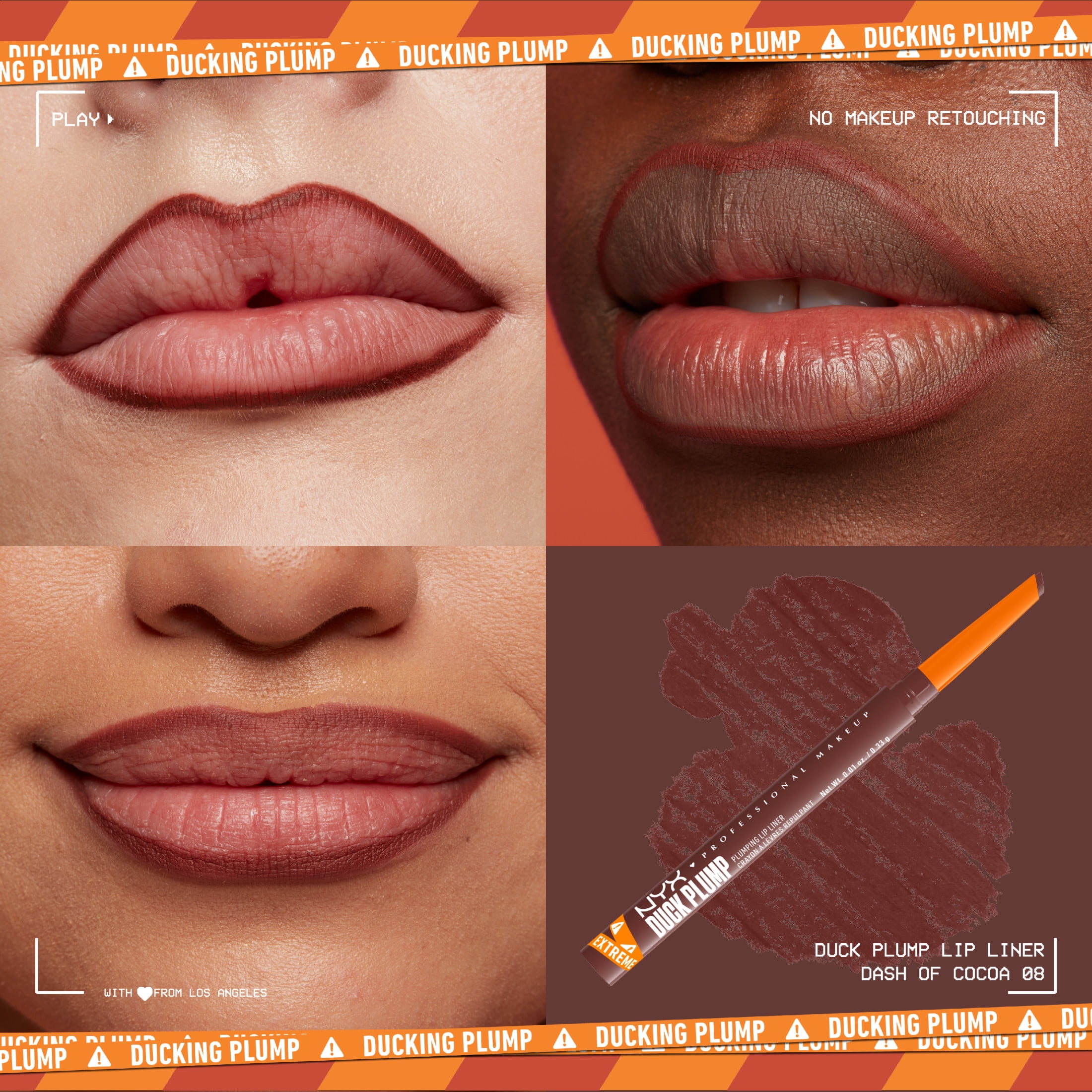 NYX Professional Makeup Duck Plump Plumping Lip Liner Pencil, Dash O Cocoa, 0.01 oz