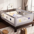 thumbnail image 1 of omzer Riel de cama para niños pequeños (paquete de 3) Rieles de cama para niños pequeños con bloqueo doble para niños, Riel de cama para bebés con patrón, Barandilla de ajuste de altura para cama King, 1 of 5