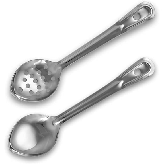 Truecraftware Set of Stainless Steel Serving Basting Spoon and Perforated Basting Serving Spoon - 11 Inches