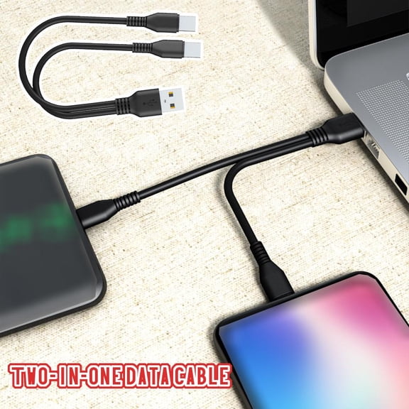 QHUDLV Short Multi Type-C Charging Cable,2 in 1 USB Fast Cord