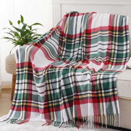 AMGJIEOZ Christmas Green Plaid Throw Blanket for Couch Bed, Decorative Red Green Blanket Throw, Buffalo Checkered Plaid Blankets and Throws Farmhouse Style for Home Christmas Decor 63 x 85