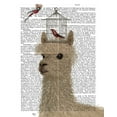 thumbnail image 2 of Fab Funky 15x18 White Modern Wood Framed Museum Art Print Titled - Llama and Birdcage Book Print, 2 of 4