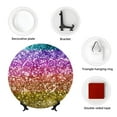 thumbnail image 4 of Yiaed Glitter Rainbow Print Bone China Decorative Plate Ceramic Dinner Plates Art Crafts with Display Stand-8in, 4 of 6