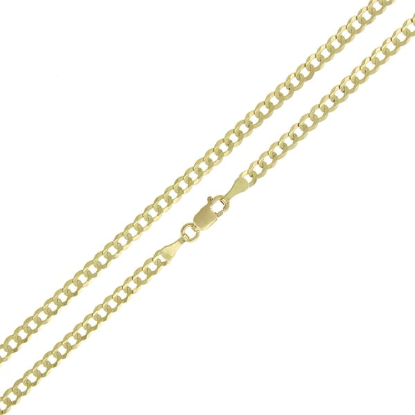 14K Yellow Gold 3mm Solid Cuban Curb Link Chain Necklace 16" 24" by