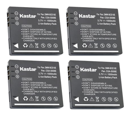 Kastar 4-Pack DMW-BCE10 / CGA-S008 Battery Replacement for Panasonic SDR-S10P  SDR-S10P1  SDR-S10PC  SDR-S15  SDR-S20  SDR-S25  SDR-S25A  SDR-S26  SDR-S26A  SDR-S26K  SDR-S26N  SDR-S26R Camera