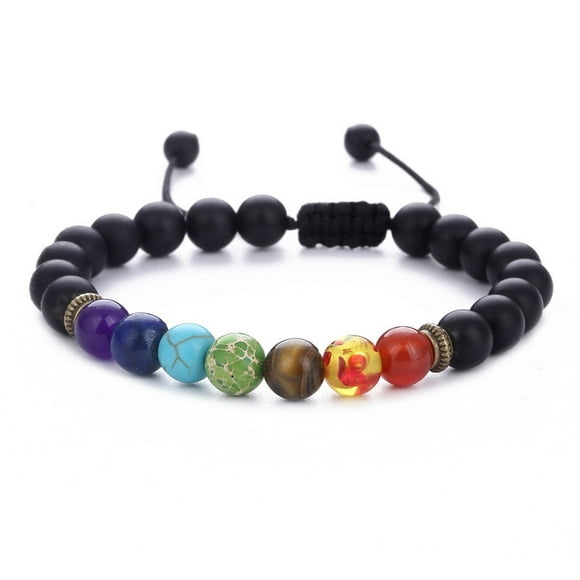 Men Women 8mm Lava Rock 7 Chakras Aromatherapy Essential Oil Diffuser Bracelet Braided Rope Natural Stone Yoga Beads Bracelet Bangle 6083
