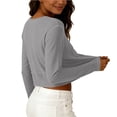thumbnail image 6 of Hxlamzoo Women's Long Sleeve Tees Round Neck Casual Solid Basic Comfort Laid-Back Top, 6 of 8