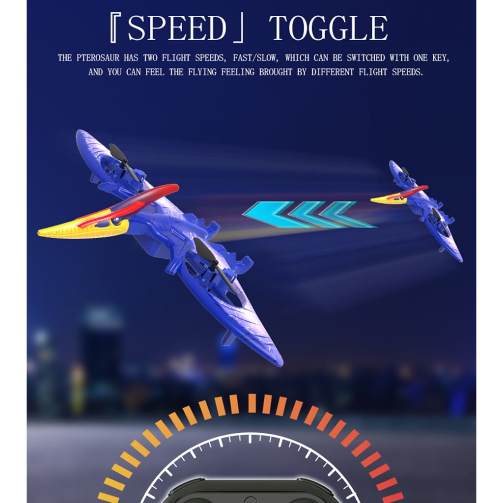 MANNYA Remote Control Glider Aircraft Simulation Pterosaur Airplane Toy 4 Axis LED Flight Easy Operation R/C Jet for Beginners