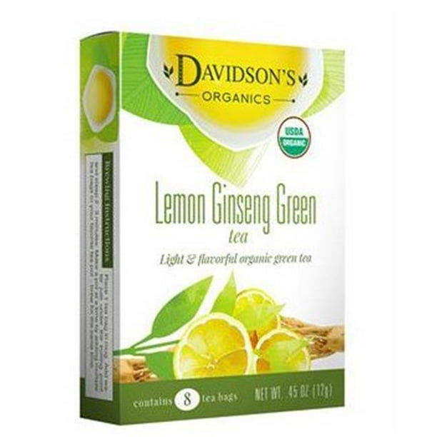 Davidsons Organics 1625 Single Serve Lemon Ginseng Green Tea 100