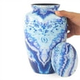 thumbnail image 2 of 11" Aluminum Cremation Funeral Urns for Adult Human & Pet Loss | Handcrafted Burial Funeral Urns for Cremated Ash Remains Storage (Continental Blue), 2 of 4