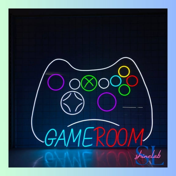 Shinelab Game Room Neon Sign, Game Controller Wall Art Light, Gamepad Gaming Room Wall Decor 0644