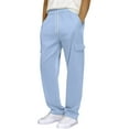 thumbnail image 5 of Dwelliawo Men's Cotton Sweatpants Cargo Open Bottom Pockets Sweatpant Casual Workout Lounge Pants Baggy Loose Pant Fleece Elastic Waist Sweatpant Light Blue XL, 5 of 5