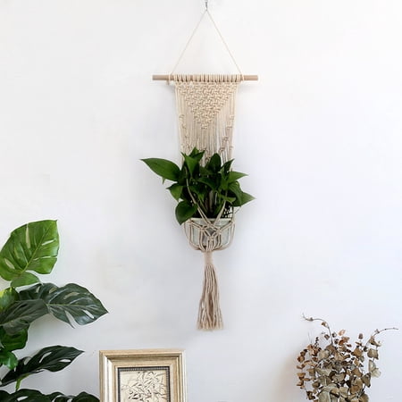 Kuluzego Macrame Rope Plant Hanger Garden Flower Pot Holder Hanging Basket Decoration