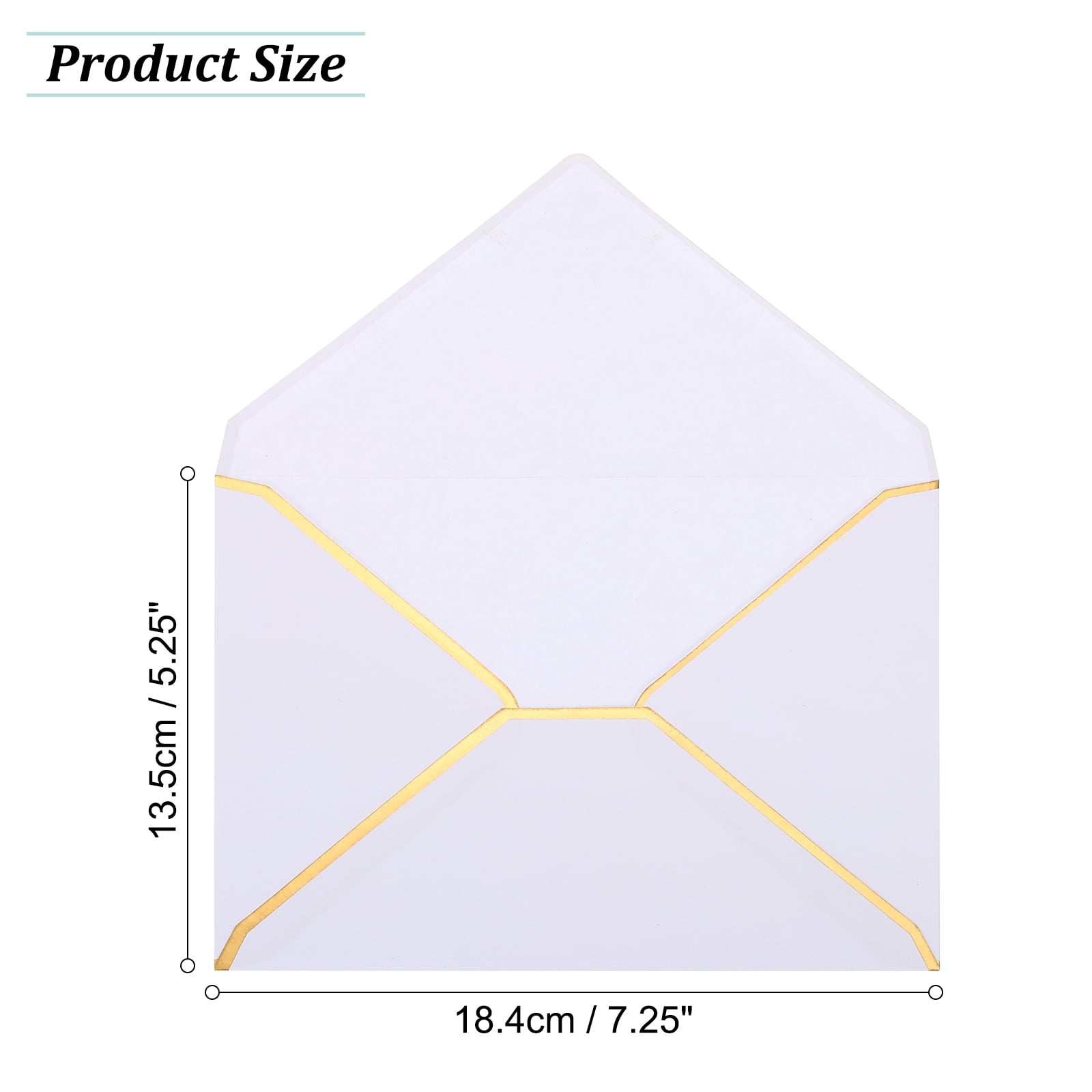 Unique Bargains A7 Envelopes Card V Flap Envelopes with Gold Border for Gift Cards White, Gold