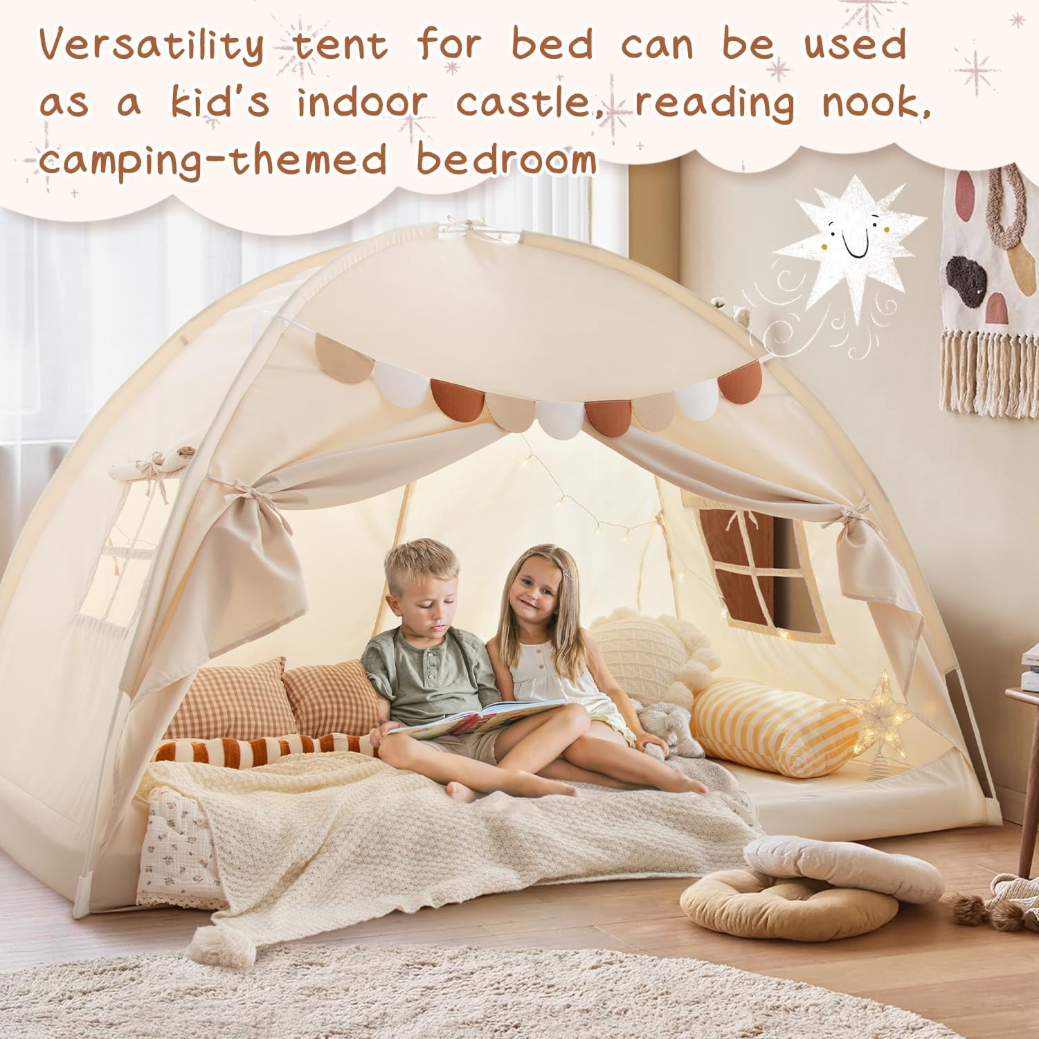 Full Size Bed Tents For Dream Tent On Bunk Space Blackout Sleeping Playhouse Indoor Portable Drafty House Girl Birthday Gift