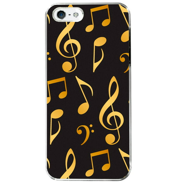 Image Of Image Of Gold Music Notes On Black Apple Iphone 5 5s Clear Phone Case Walmart Com Walmart Com
