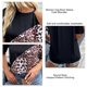 thumbnail image 5 of Top de manga corta para mujer, Top informal con estampado de leopardo y costuras con cuello redondo y hombros descubiertos a la moda, 5 of 6